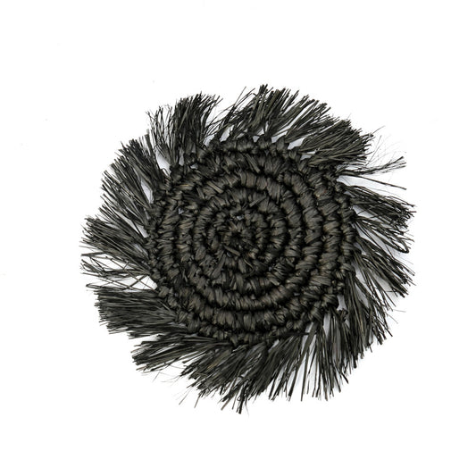 The Fringe Raffia coaster - Black