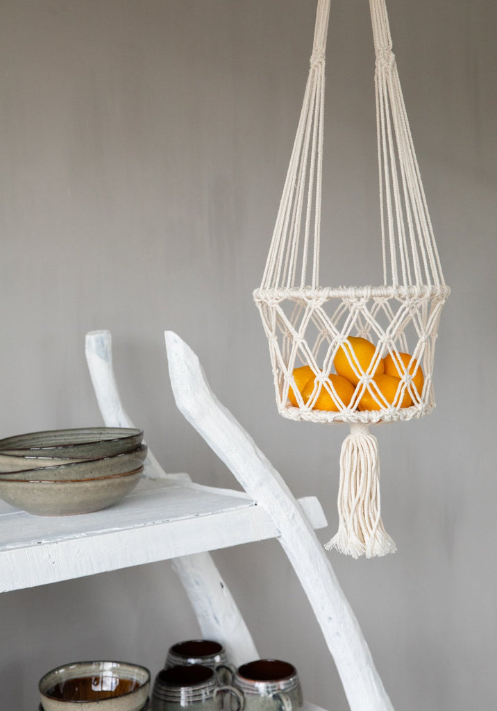 The Macrame hanging basket - White - M