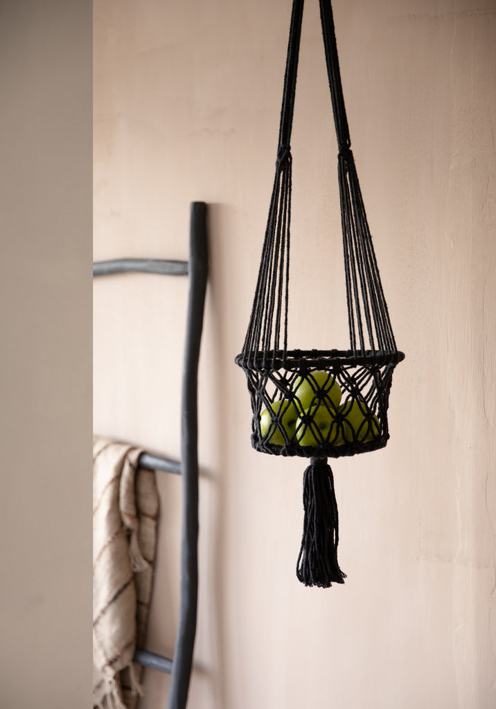 The Macrame hanging basket - black - L
