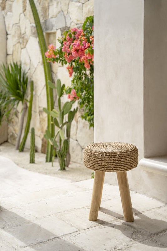 The Raffia side stool - Natural