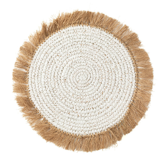 The Water Hyacinth Raffia Placemat - White natural